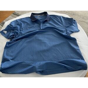 NWOT Adidas Mens Golf All Over Print SS Polo Logo Blue Sz XXL